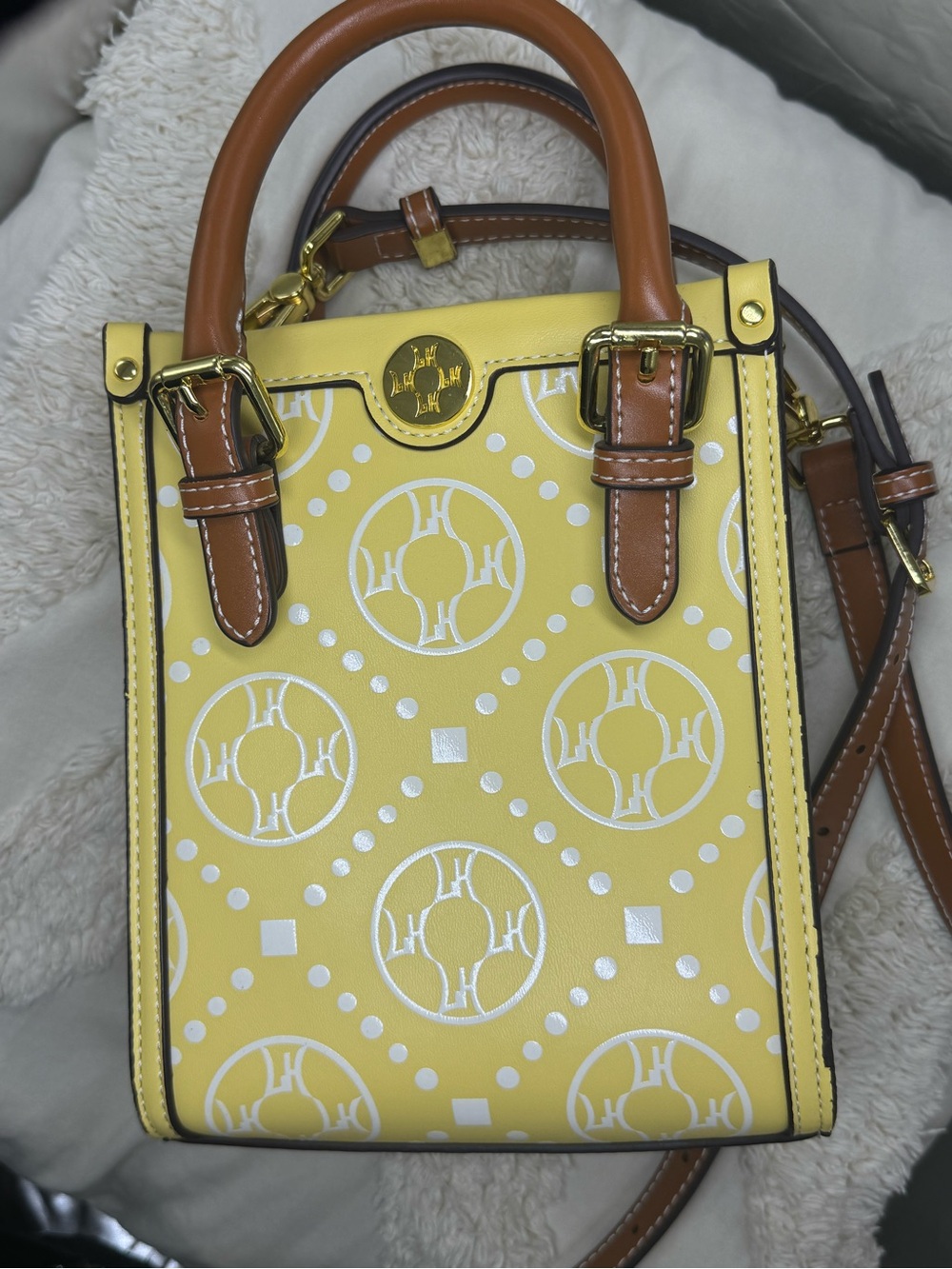 Yellow Monogram Mini Tote Bag with Strap